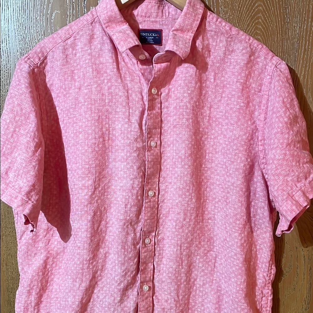 UNTUCKit Pink Casual Button Down Shirt 100% Linen